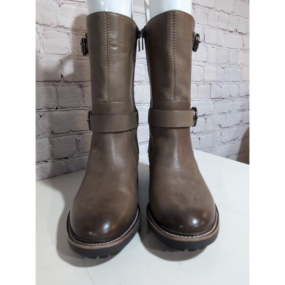 Vince Camuto Kerivini Leather Moto Boot Taupe Brown Woman's 8 EUC $149 Retail - Picture 7 of 15